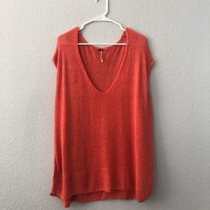 Free people coral draped knit tunic